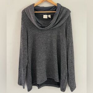 Chico's Grey Shimmer Cowl Neck Sweater